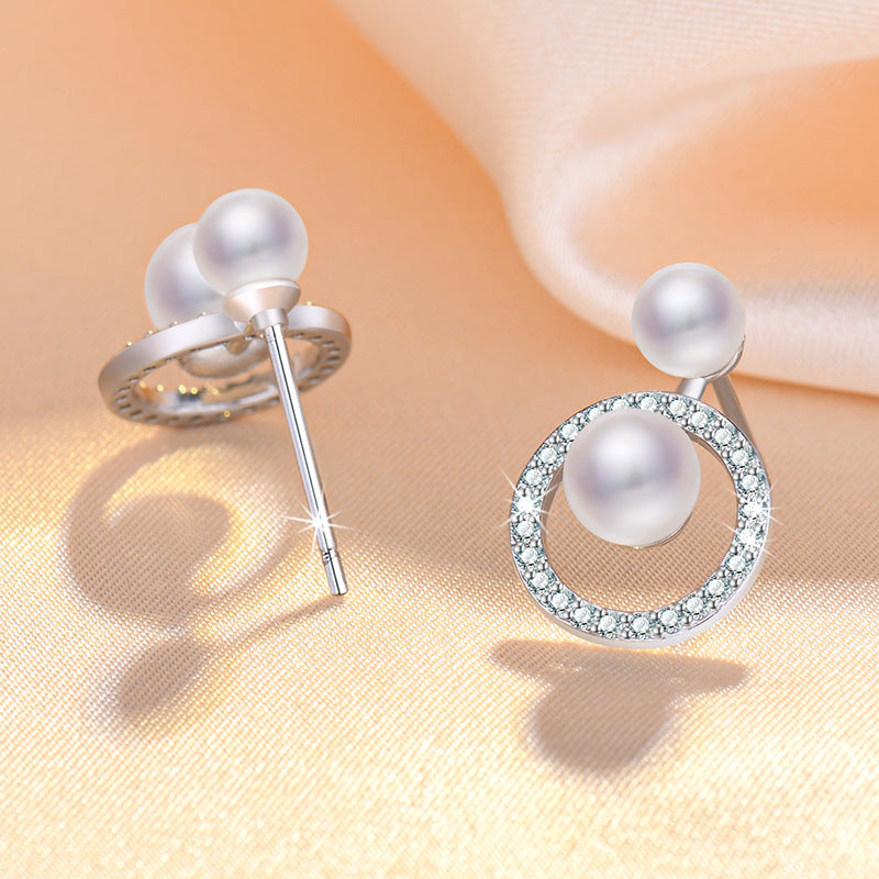 Sweet And Natural Fresh Water Double Pearl Sier Micro Earrings