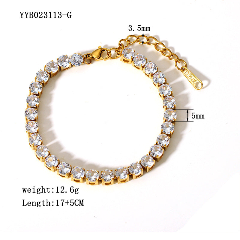 Women's Steel Simple High Sense Inlaid Zircon Bracelets