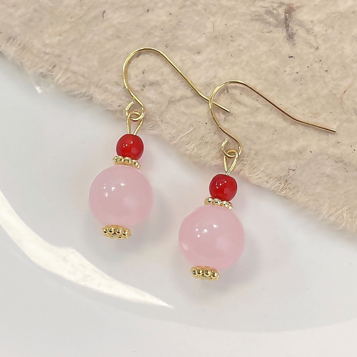 Temperament Red Jade Ear Hook Female Retro Festive Earrings