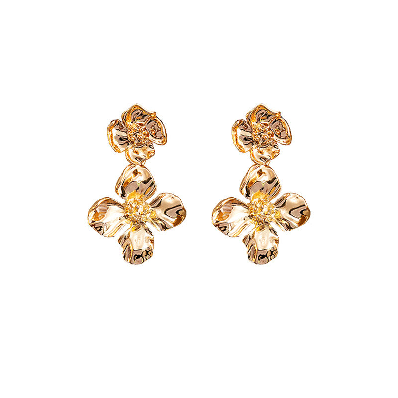 Palace Style Flower Retro Design Metal Earrings