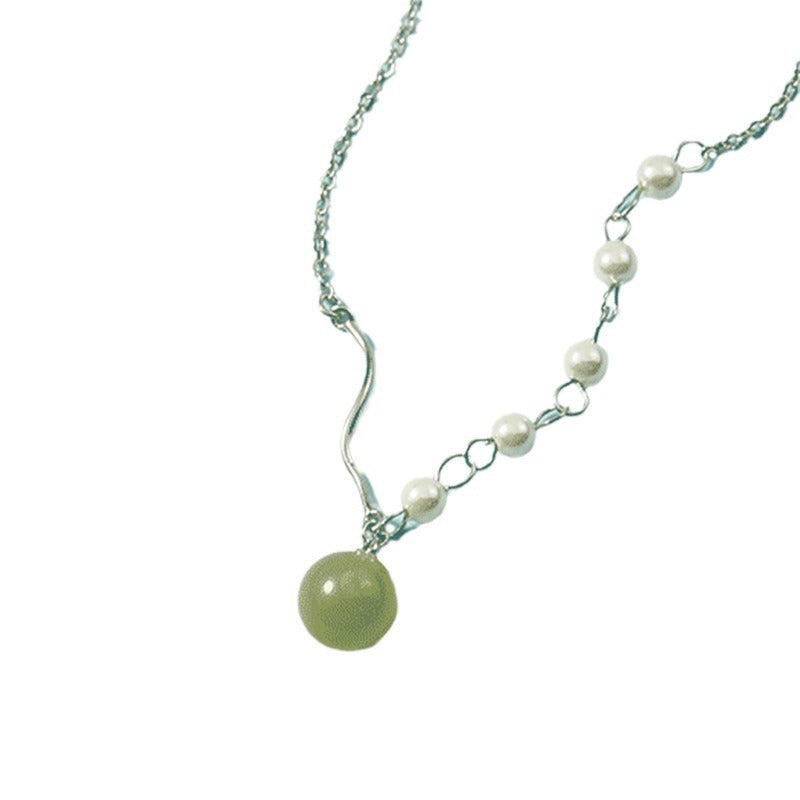 Elbow Pearl Jade Gilded Fresh Temperament Clavicle Chain Elegant Retro Necklace