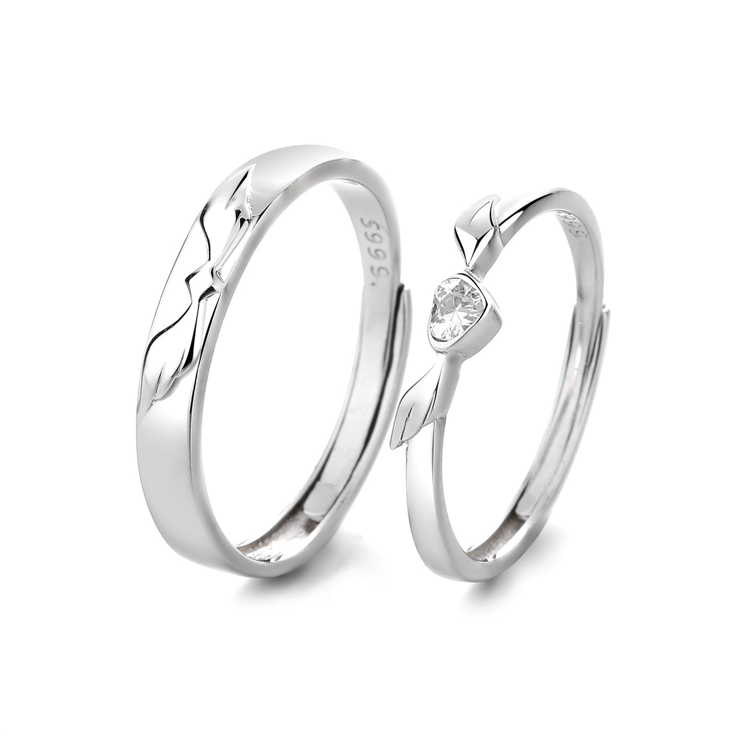 Angel Wings Couple Pair Korean Style Simple Graceful Rings