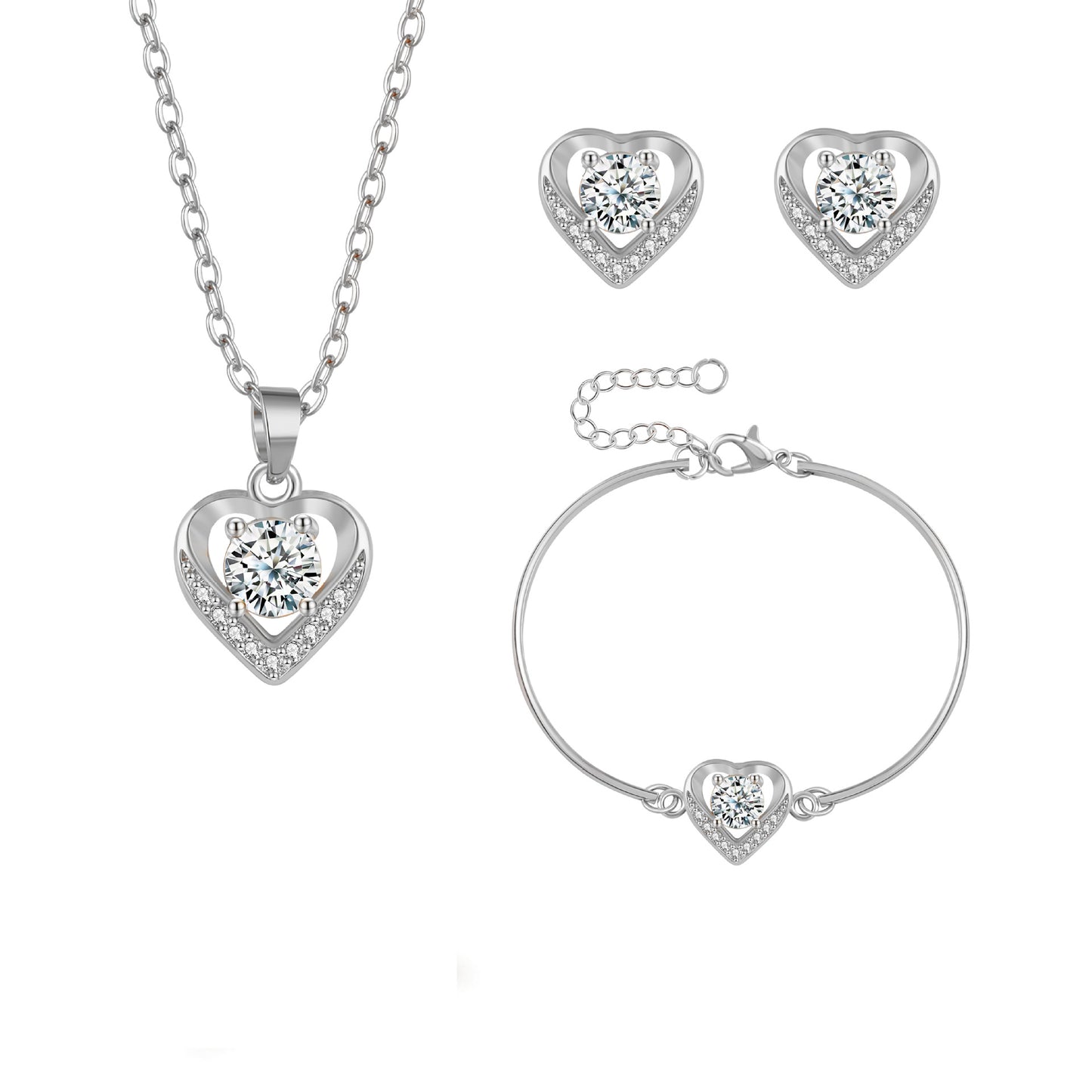 Copper Material Slightly Inlaid Zircon Gold Plated Peach Heart Foreign Necklaces