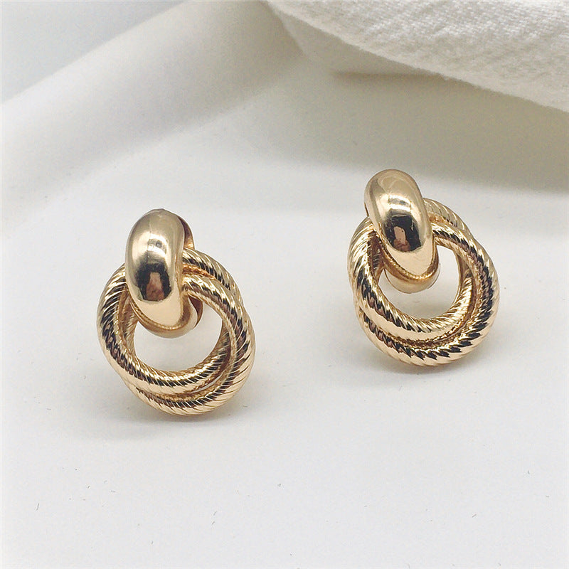 Geometric Staggered Circle Clips Elegant Metal Frosty Style High-grade Ear Clip