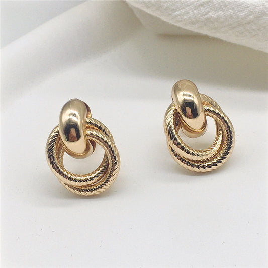 Geometric Staggered Circle Clips Elegant Metal Frosty Style High-grade Ear Clip