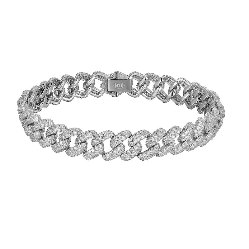 Bracelets incrustés simples Hop Couple Sterling Sier pour hommes