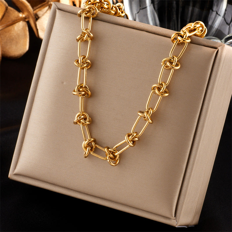 Fashion Vintage Metal Hip Hop Punk Gold-plated Titanium Steel Necklaces