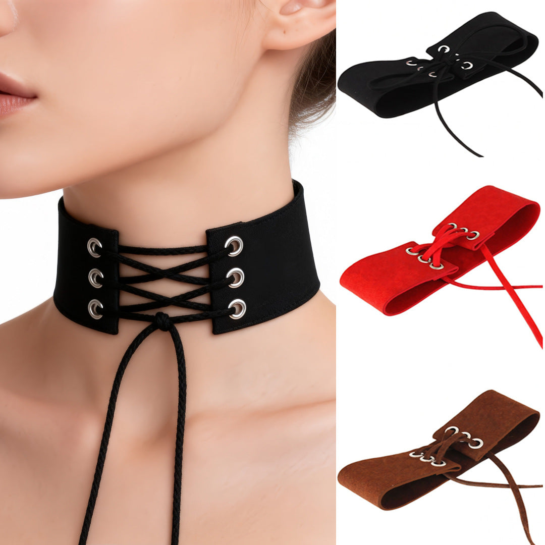 Stylish Simple Personality Exaggerated Punk Sexy Binding Collar Neckband Necklace