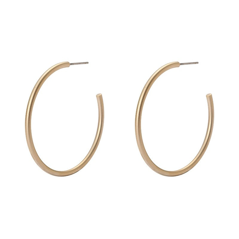Women's Real Gold Matte Big Circle Mosquito Coil Earrings