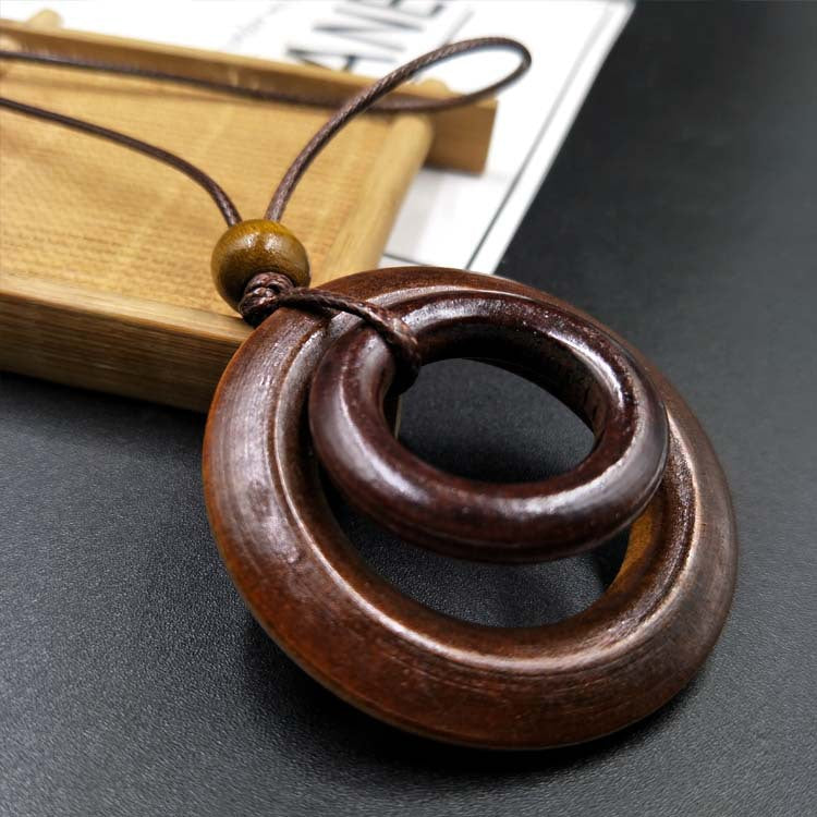 Wooden Sweater Chain Long Artistic Retro Mori Ethnic Style Cotton Necklace