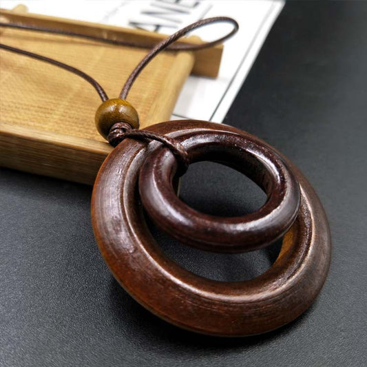 Wooden Sweater Chain Long Artistic Retro Mori Ethnic Style Cotton Necklace