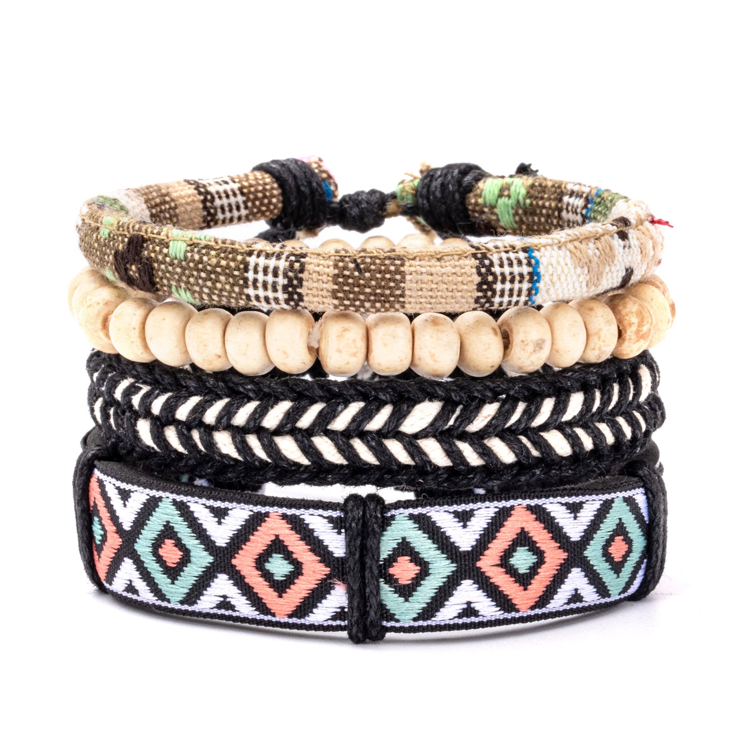 Women's Bohemian Style Ethnic Colorful Beaded Woven Bracelets