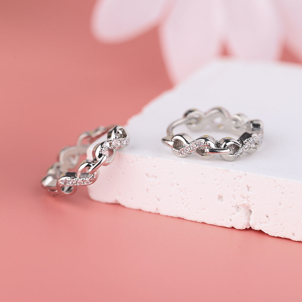 Women's Infinite Number Words Clip Cold Wind Rhinestone Zircon Mobius Ear Buckle