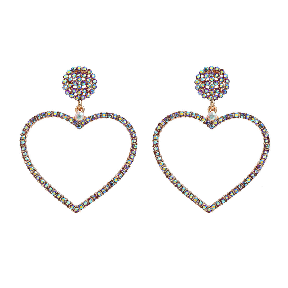 Boucles d'oreilles en alliage exagéré pour femme en forme de coeur Diamond Love