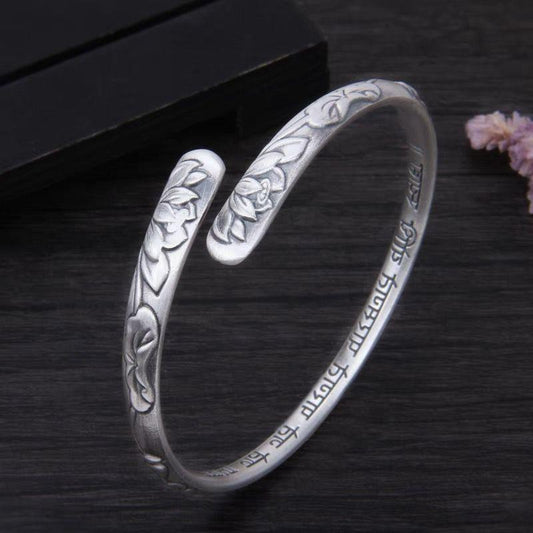 Live Vintage Antique Branch Open Lotus Sier Bracelet