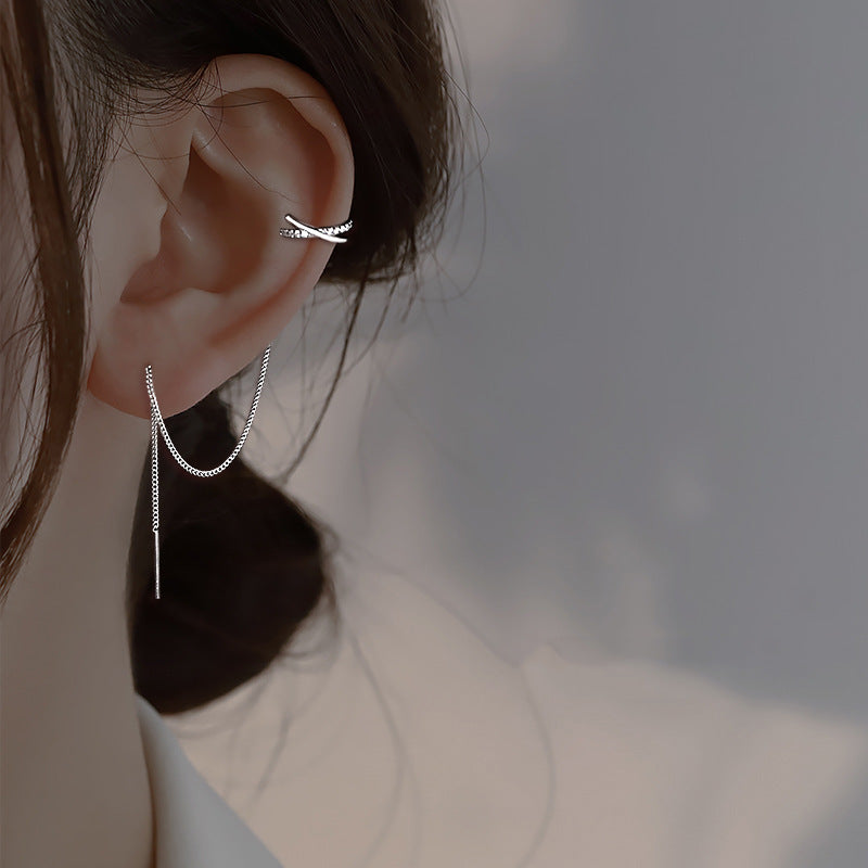 Starry Long Pearl Tassel Zircon Without Rings