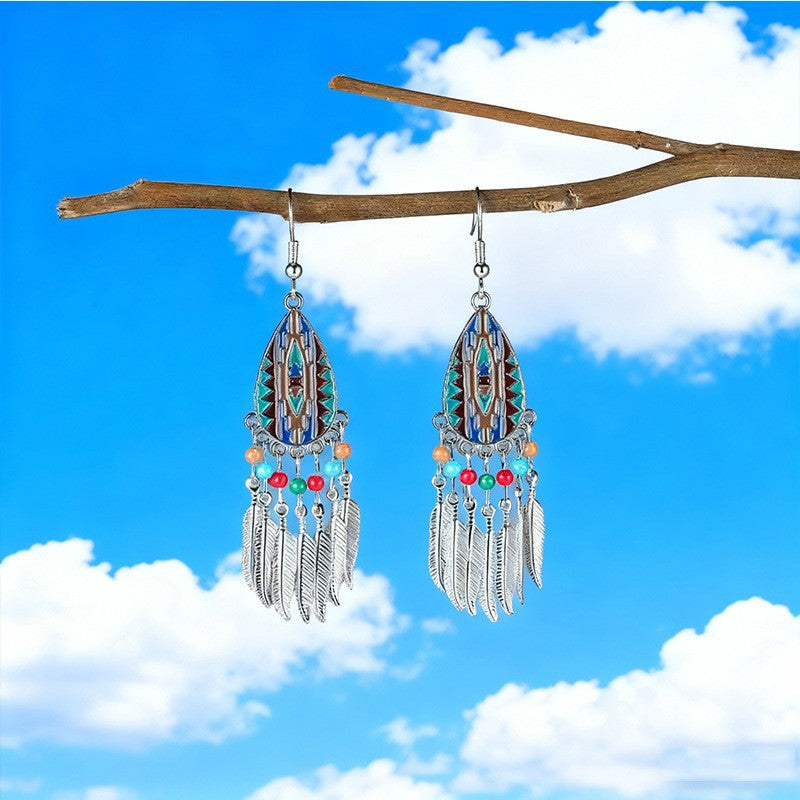 Bohemian Tassel Water Drop Summer Vacation Style Dopamine Earrings