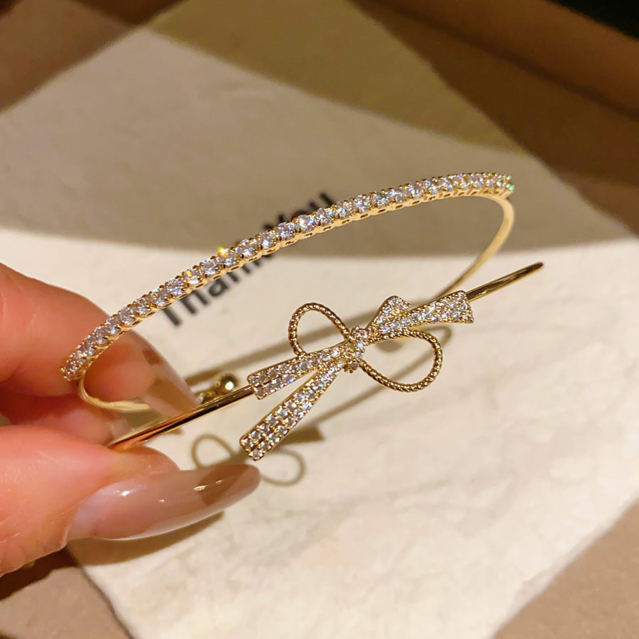 Women's Style Temperament Zircon Bow Sweet Light Luxury High Bracelet