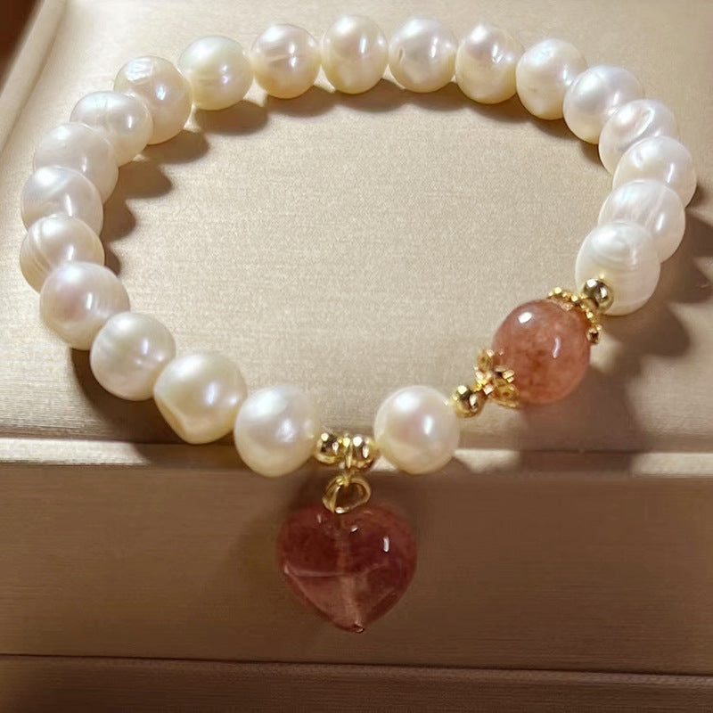 Perle femelle fraise Quartz amour pendentif affaires coréen abordable Bracelets