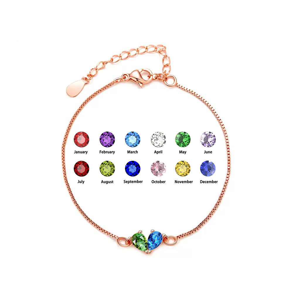 Moon Birthstone Water Drop Birthstones Mother's Bracelet