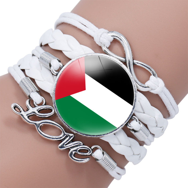 Bracelets infinis en pierre de temps à motif de drapeau palestinien