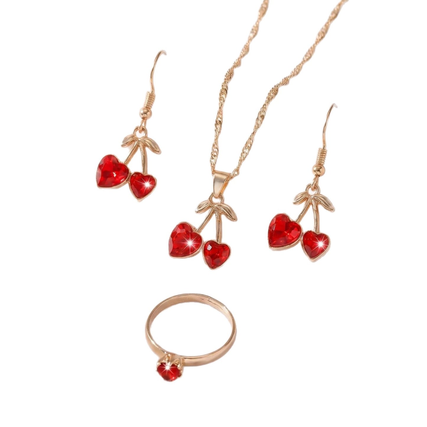 Love Fashion Simple Heart-shaped Cute Cherry Earrings