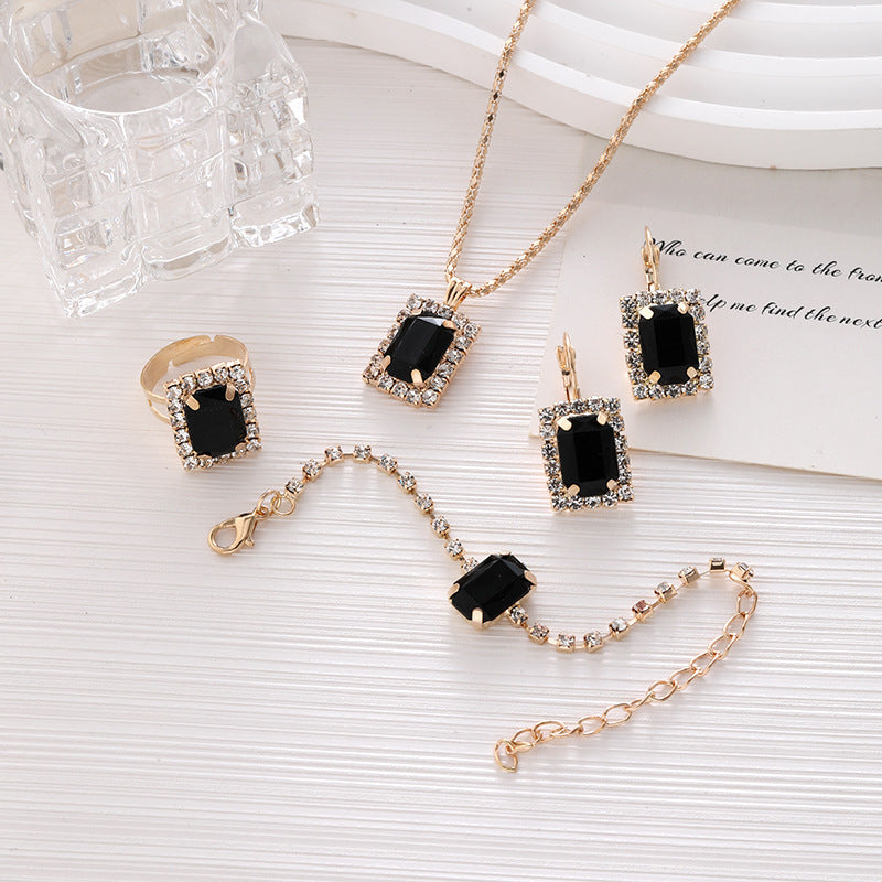 Women's Rhinestone Fashion Diamond Geometric Square Bridal Earrings