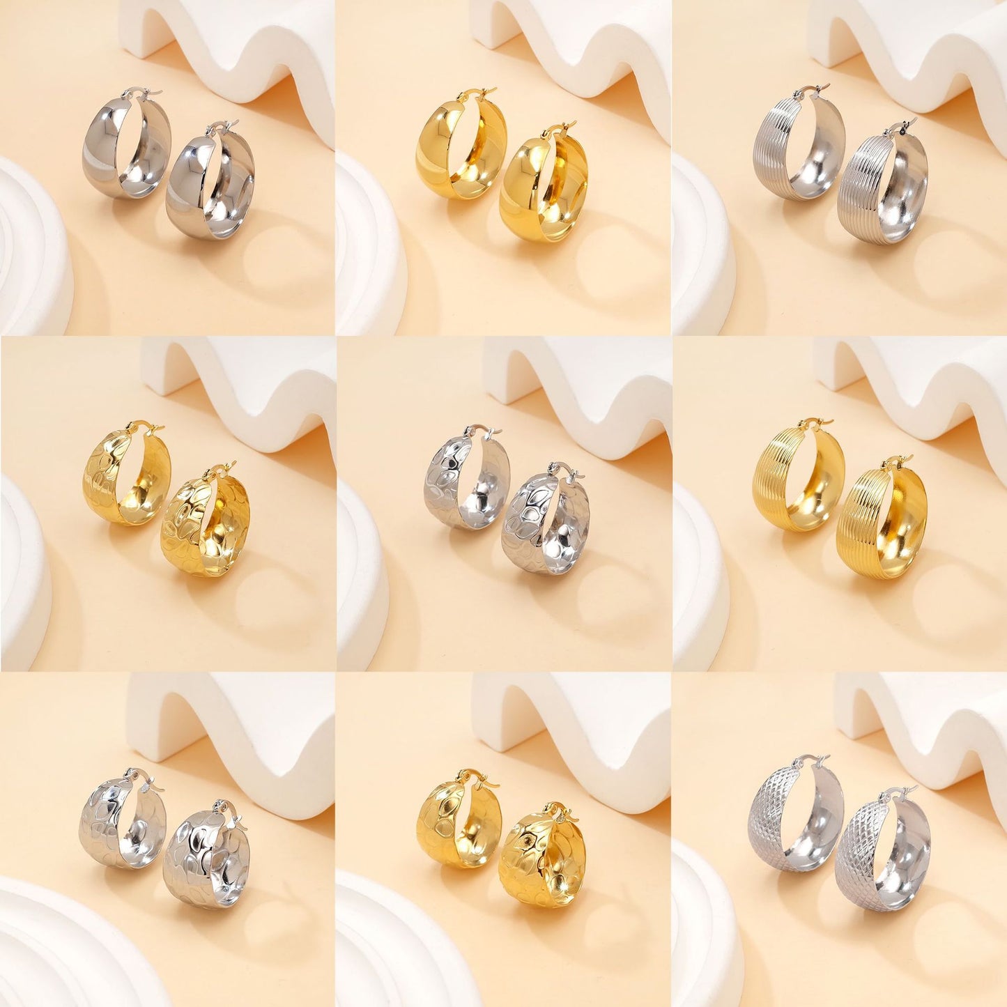 Women's Steel Gold-plated High-grade Exaggerated Geometry Ear Light Earrings