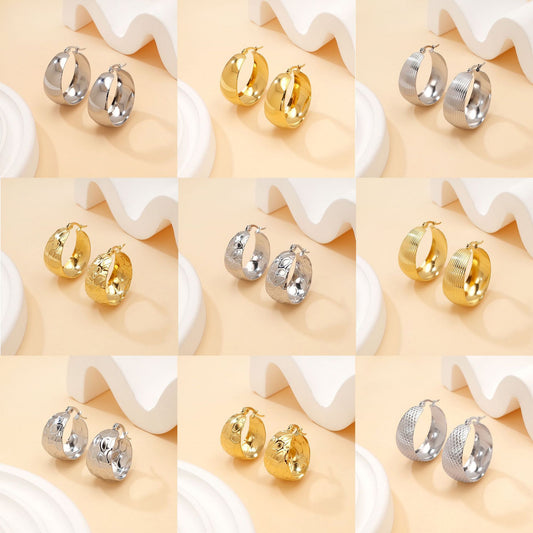 Women's Steel Gold-plated High-grade Exaggerated Geometry Ear Light Earrings