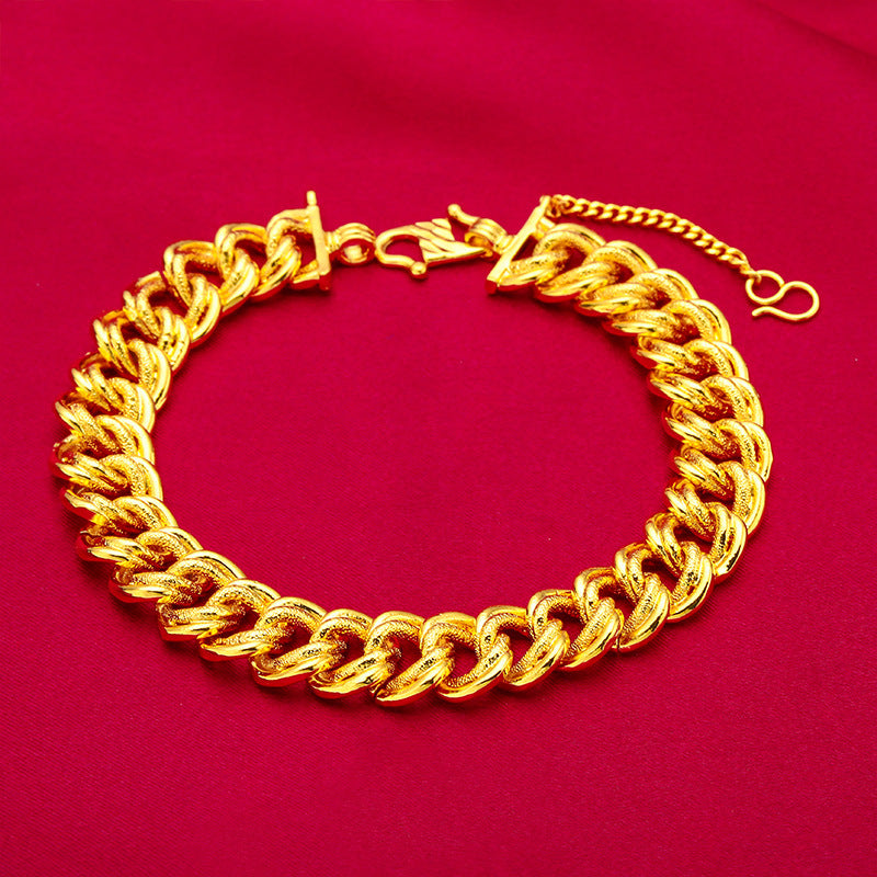 Bracelets plats à larges bords Vietnam Placer Gold Boss pour hommes