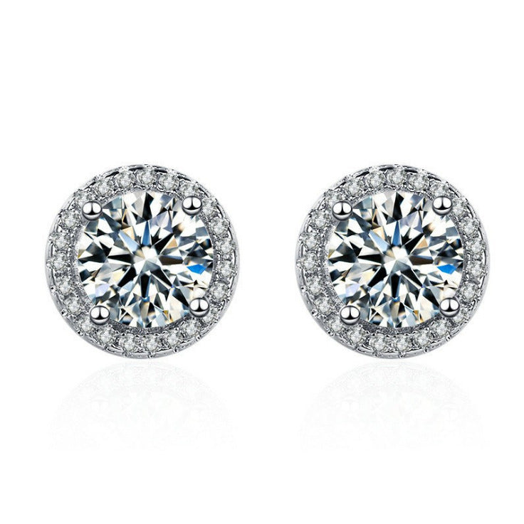 White Gold Plated Inlaid Zircon Color Earrings