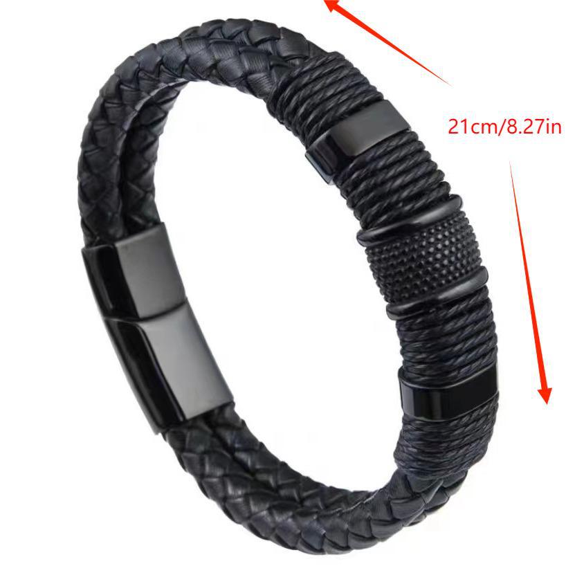 Men's Weaving Exquisite Titanium Steel Leather Couple Stainless Magnetic Bracelets