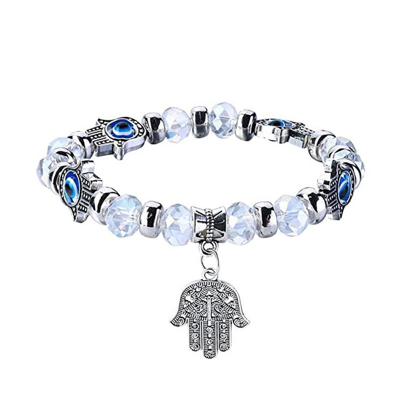 Blue Devil's Eye Resin Colored Glaze Ball Fatima Bracelet