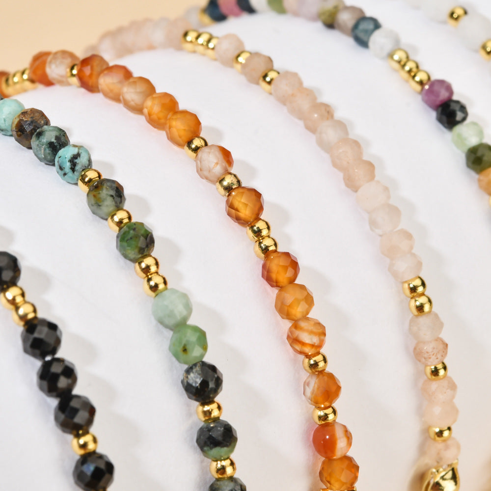 Natural Stone Beaded Ethnic Style Stainless Steel Bracelet