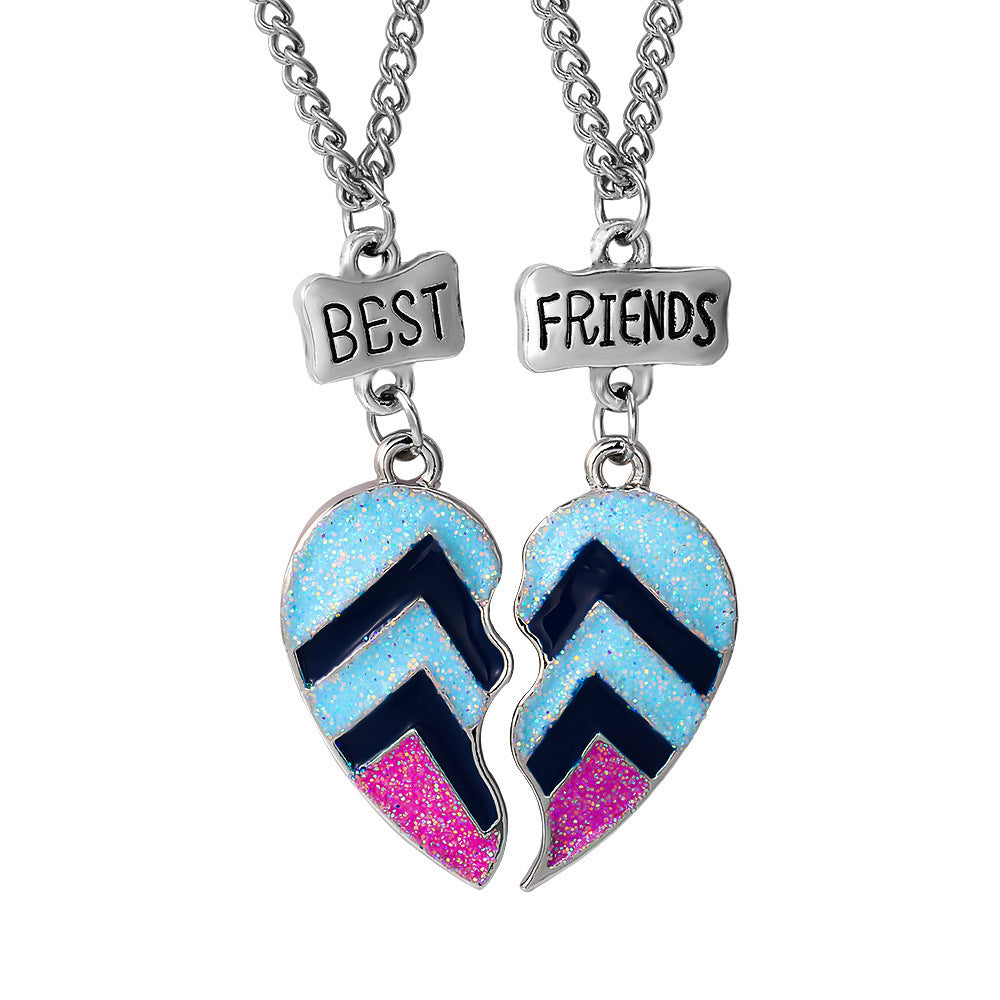 Friend Metal Dripping Colored Loving Heart Necklaces