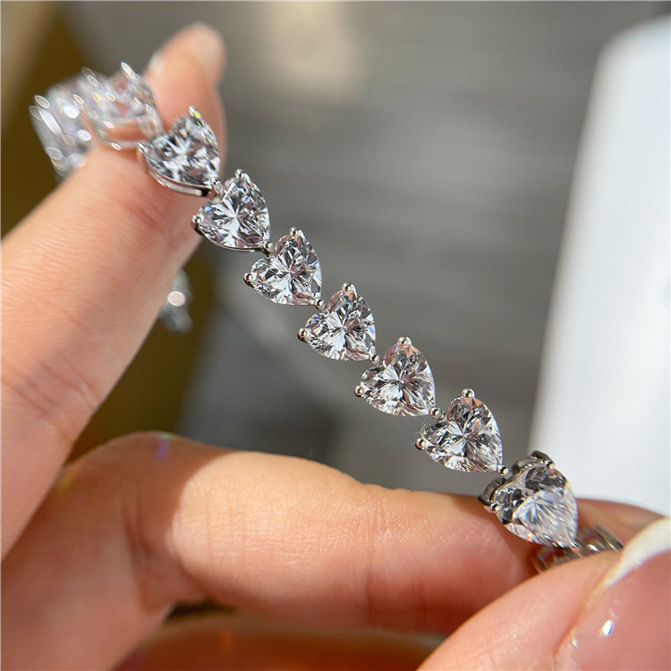 Moissanite Heart Female Design Simple Full Diamond Bracelets