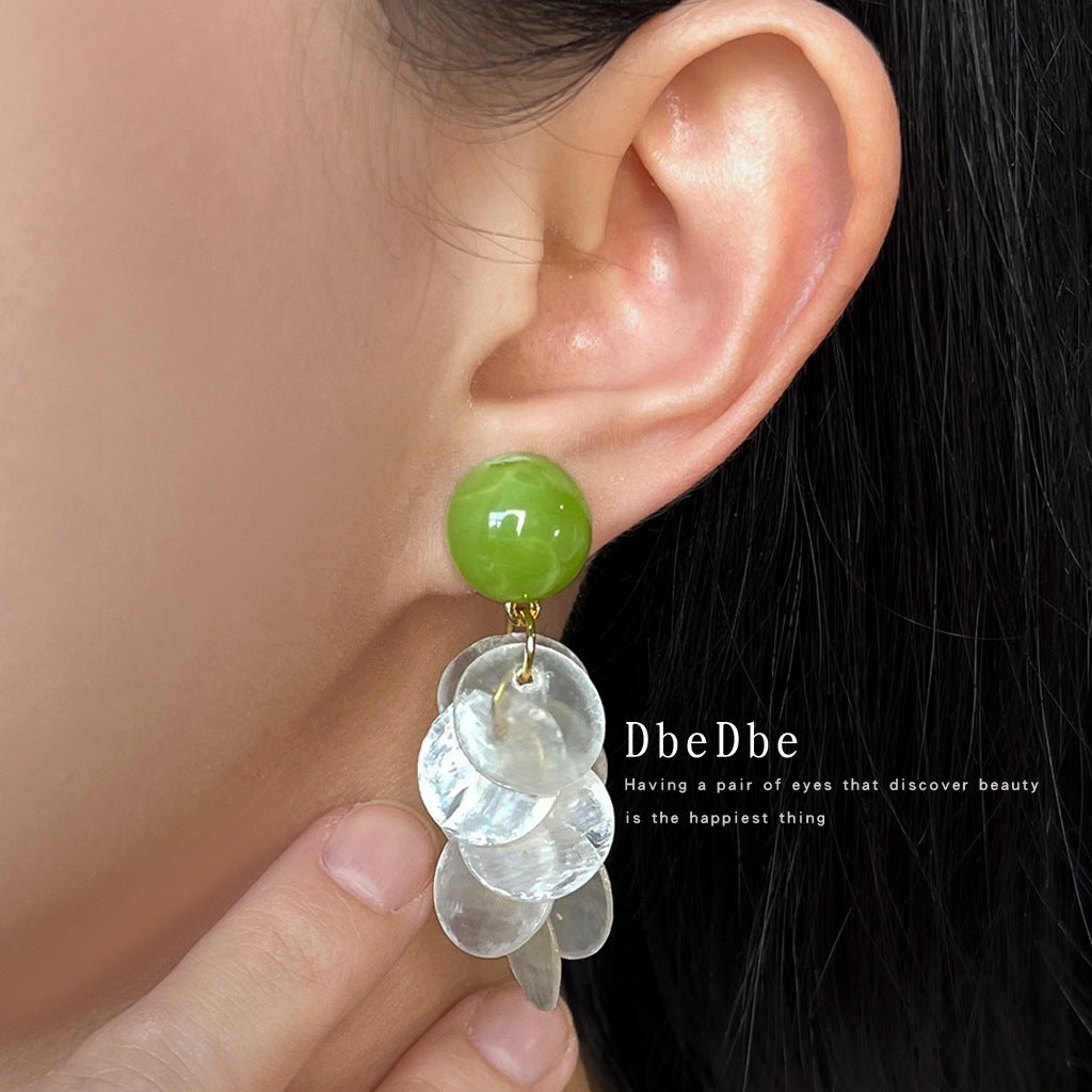 Gold-plated Real Shell Mosquito Coil Mori Fresh Earrings