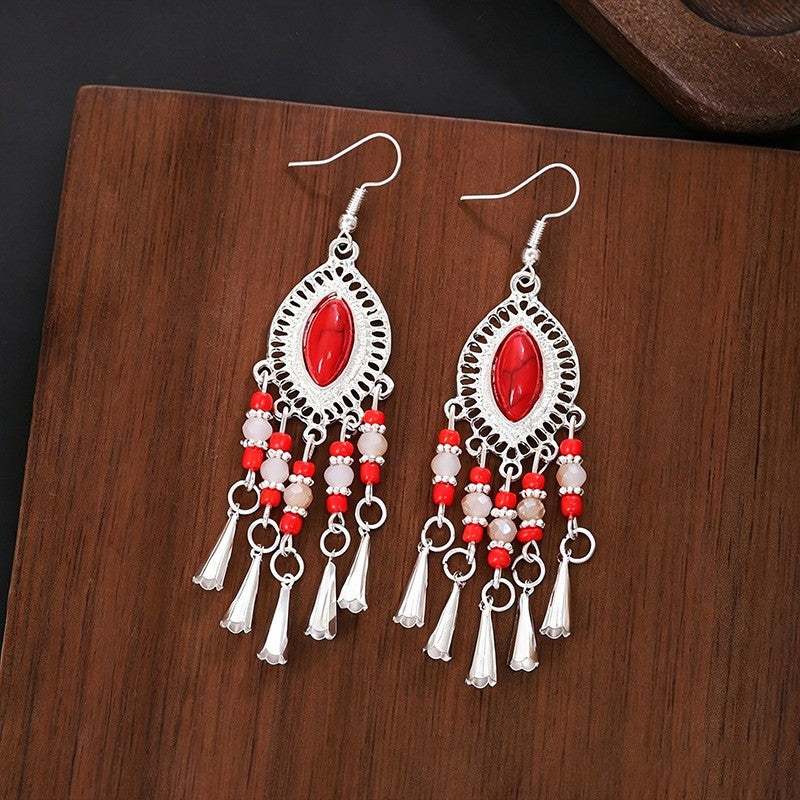 Bohemian Tassel Water Drop Summer Vacation Style Dopamine Earrings
