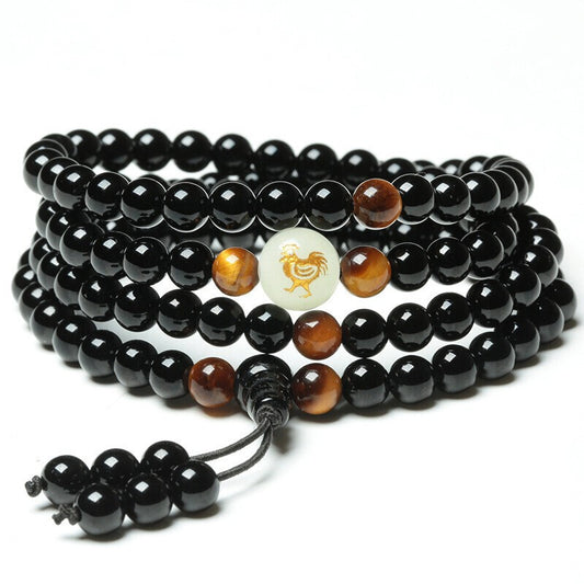 Bracelets de signe du zodiaque en obsidienne œil arc-en-ciel naturel pour femmes, hommes et naturels