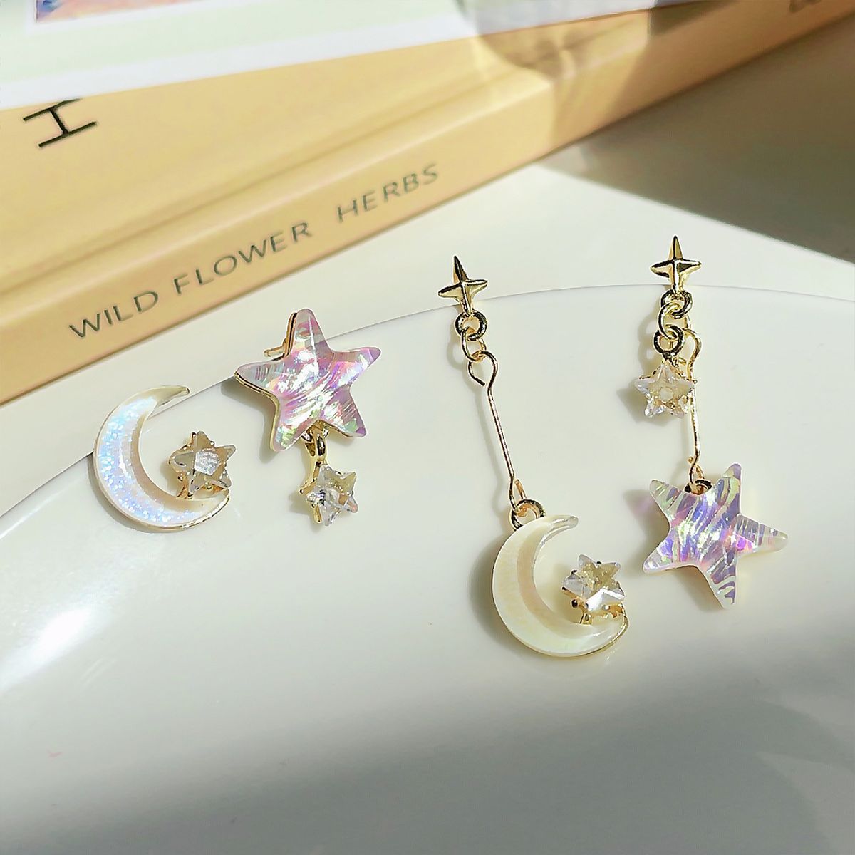 Women's Asymmetric For Niche Design Sier Needle Earrings