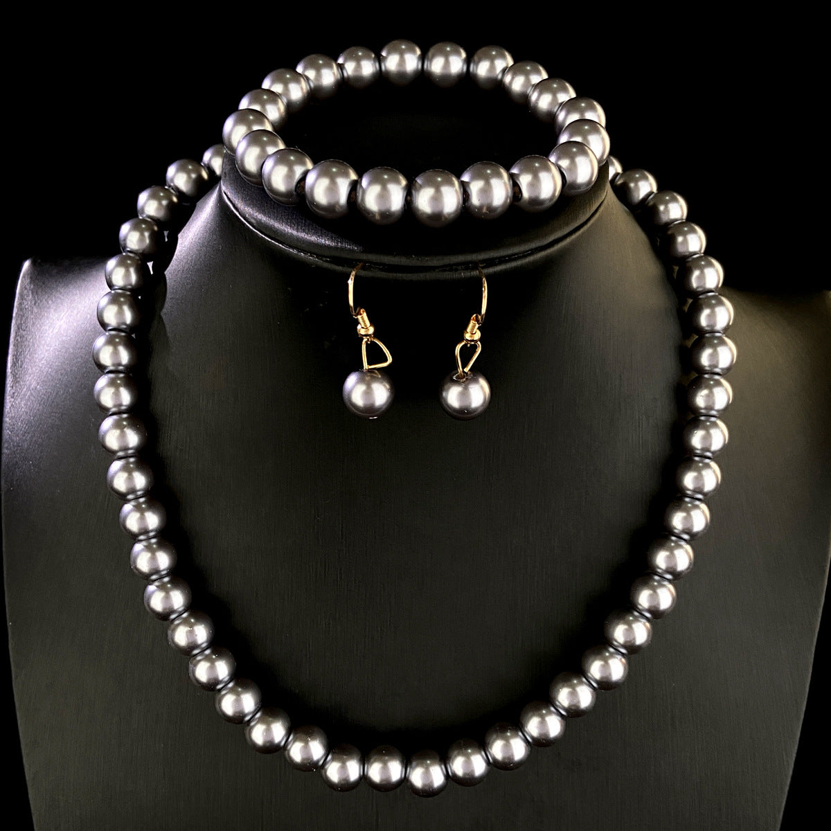 High-grade Rhinestone Ball White Pearl Female Jewelry Set