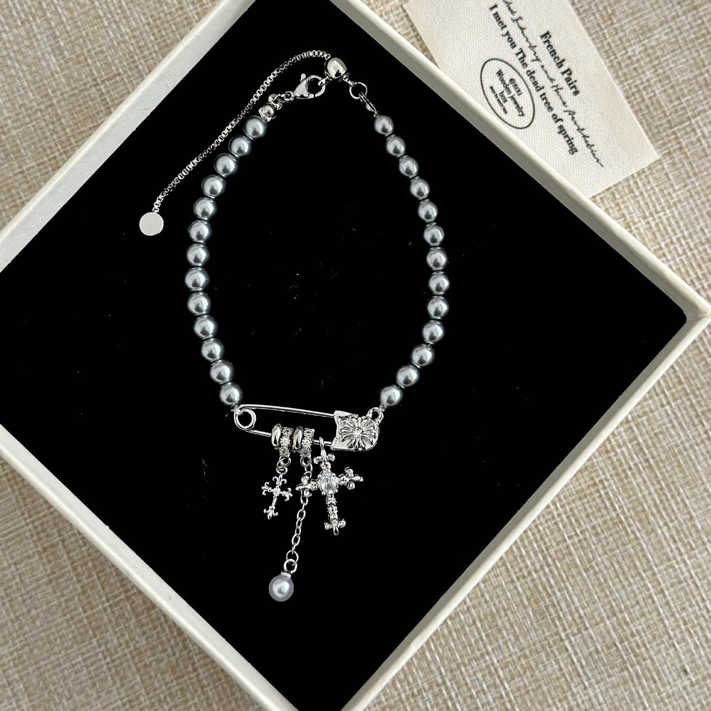 Cross Pin Tassel Pearl Sweet Cool Clavicle Necklace