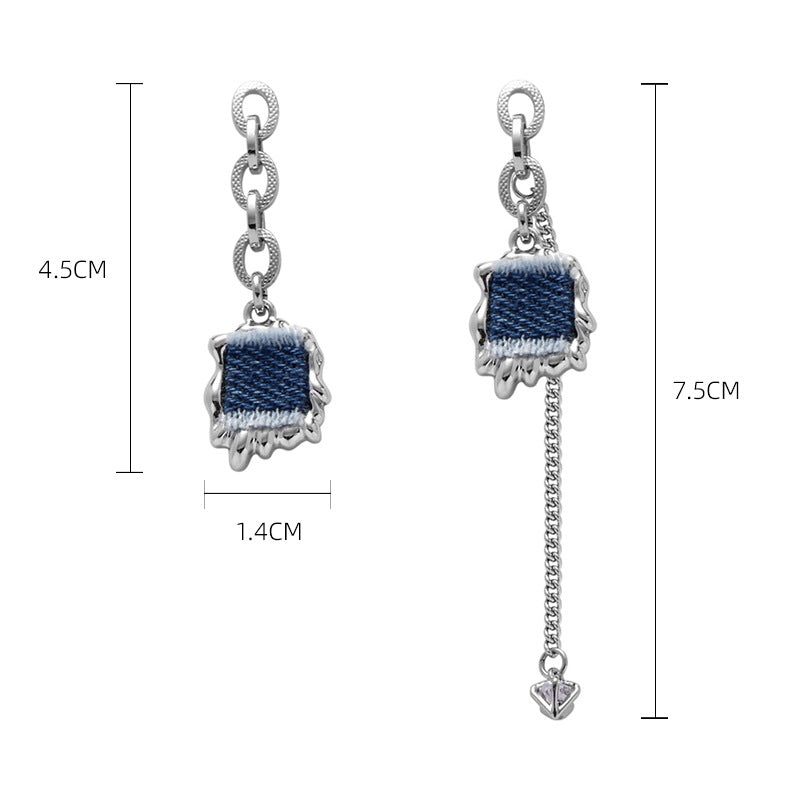 Women's Denim Series High-grade Design Temperamental Tassels Earrings