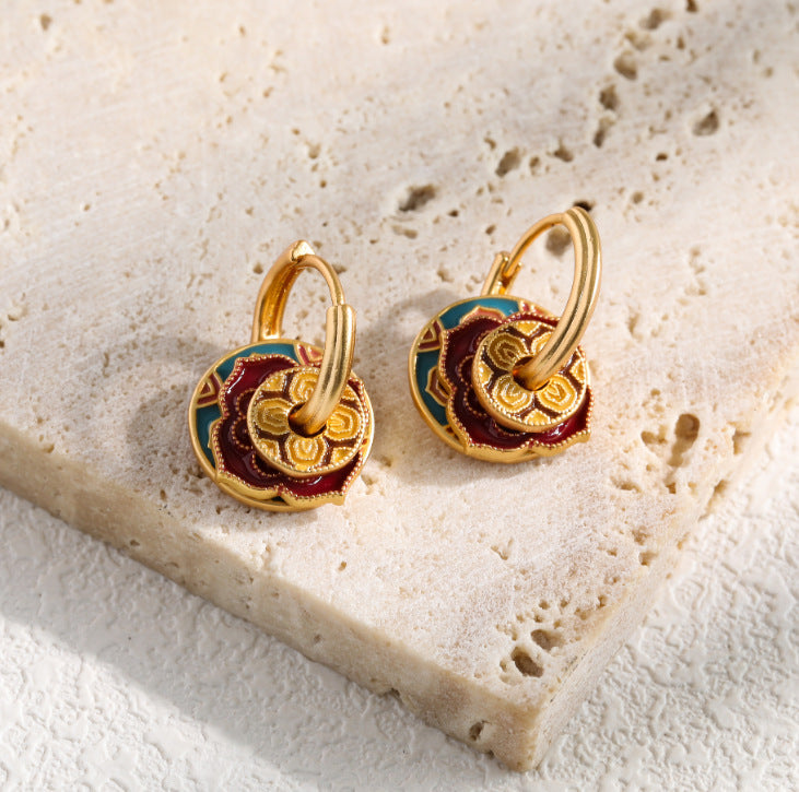 Style Enamel Drip Glazed Temperament Wild High Sense Ear Clip Earrings