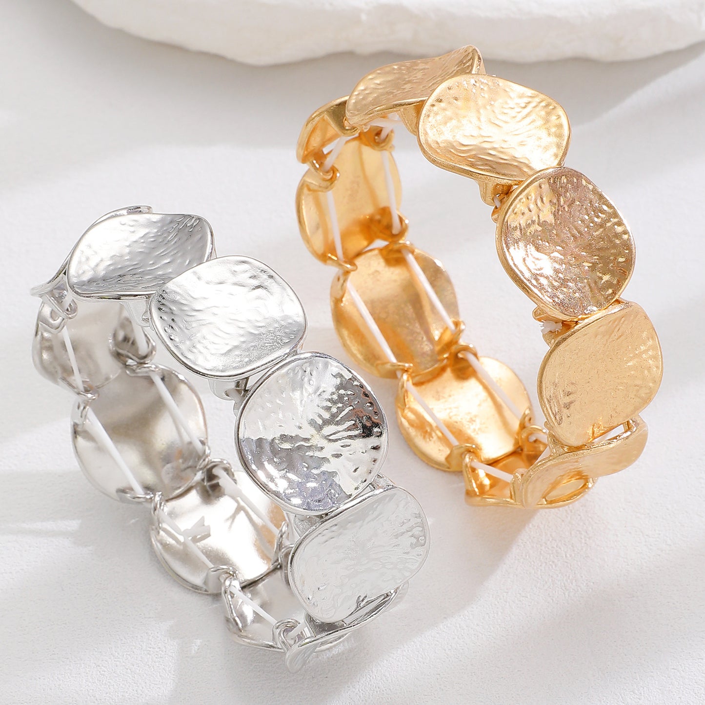 Personalized Metal Pleated Geometric Round Elastic Niche High Sense Simple Bracelets