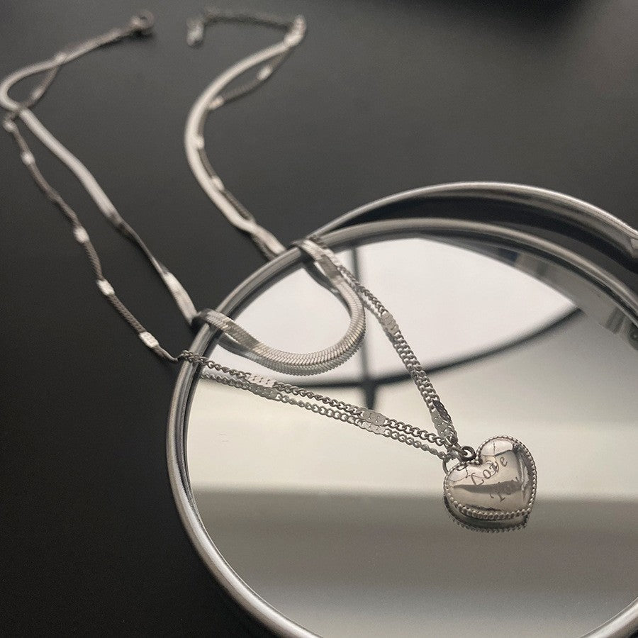 Bracelets à pendentif coeur en acier titane pour femmes, élégants et à la mode