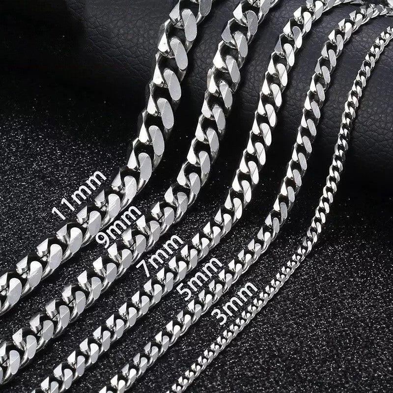 Women's & Men's Titanium Steel Six-sided Grinding Cuban Fashion Necklaces