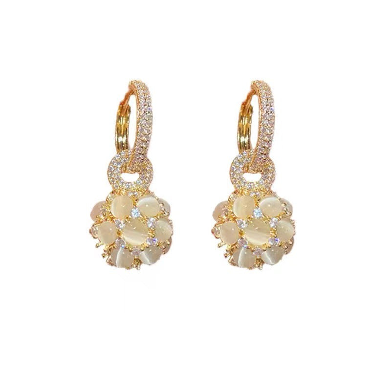 Opal High-grade Light Luxury Temperament Zircon Earrings