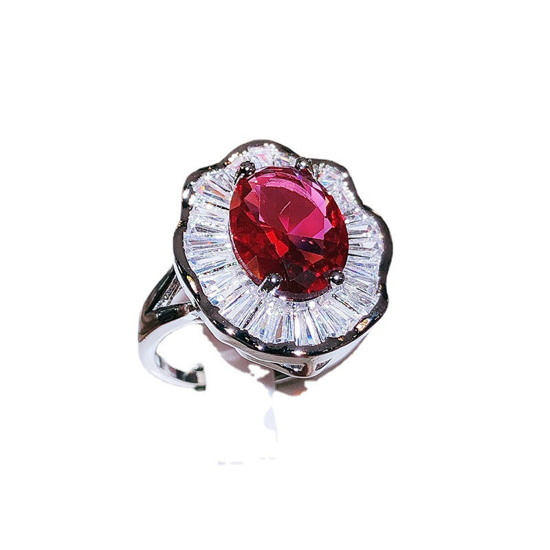 Women's Elegant Inlaid Stone Red Eye-catching Classic Rings