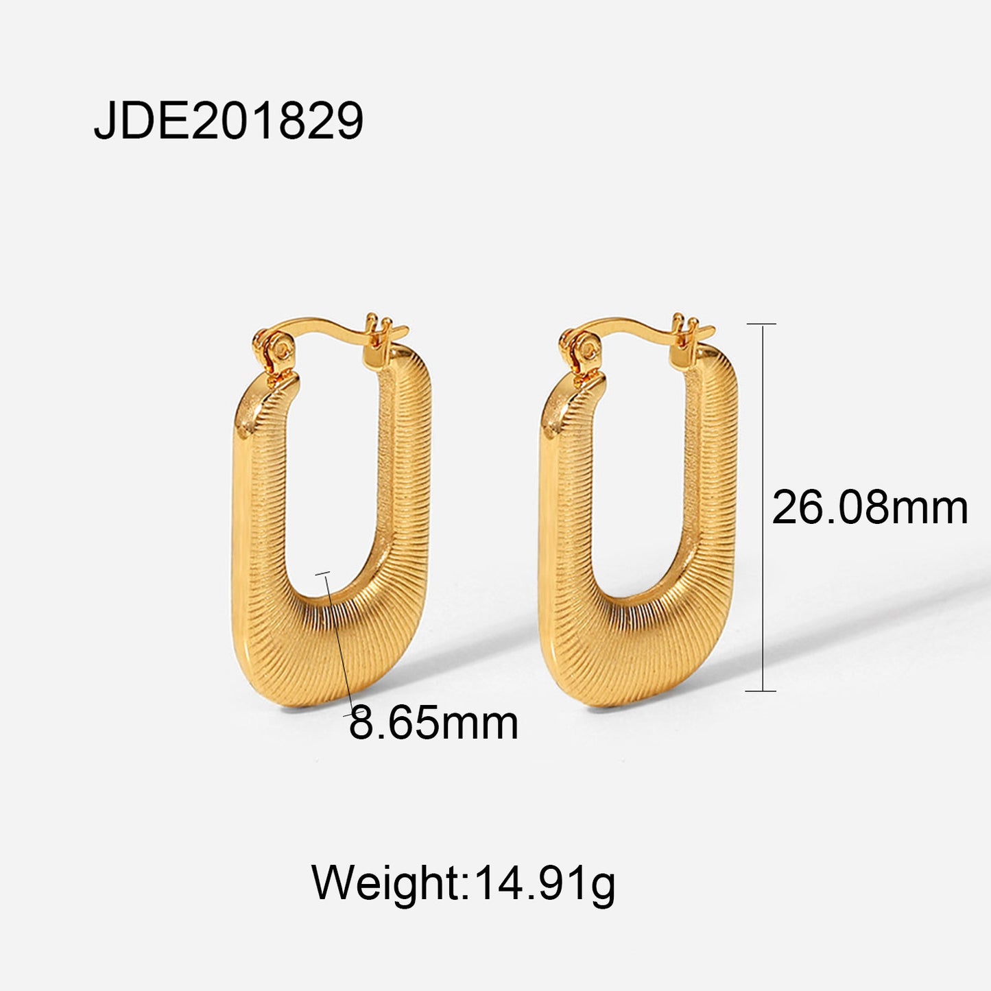 Women's Titanium Steel Gold Thread U-shaped Ear Earrings